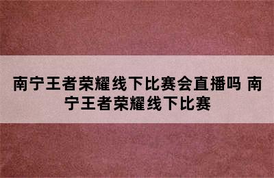 南宁王者荣耀线下比赛会直播吗 南宁王者荣耀线下比赛